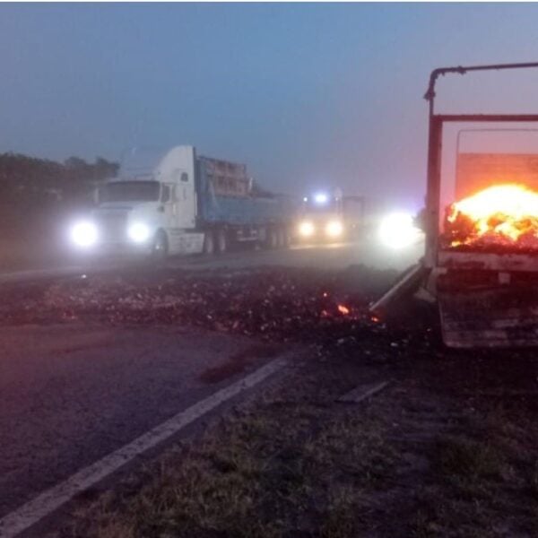 Se incendió un camión con carga de papel en RN 34, a la altura de La Rubia